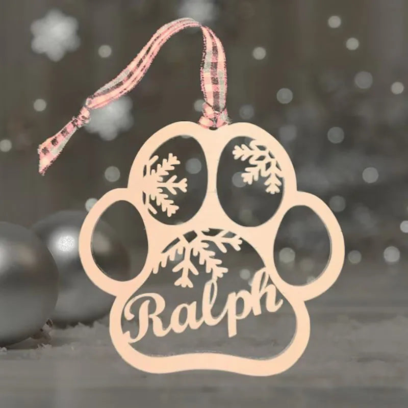 Vintage Personalized Christmas or New Years Paw Ornament