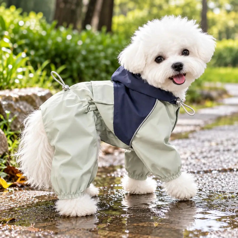 Waterproof Dog Raincoat - Hooded Dog Rain Jacket for Small Dogs