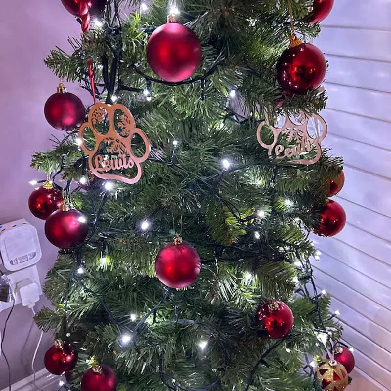 Vintage Personalized Christmas or New Years Paw Ornament