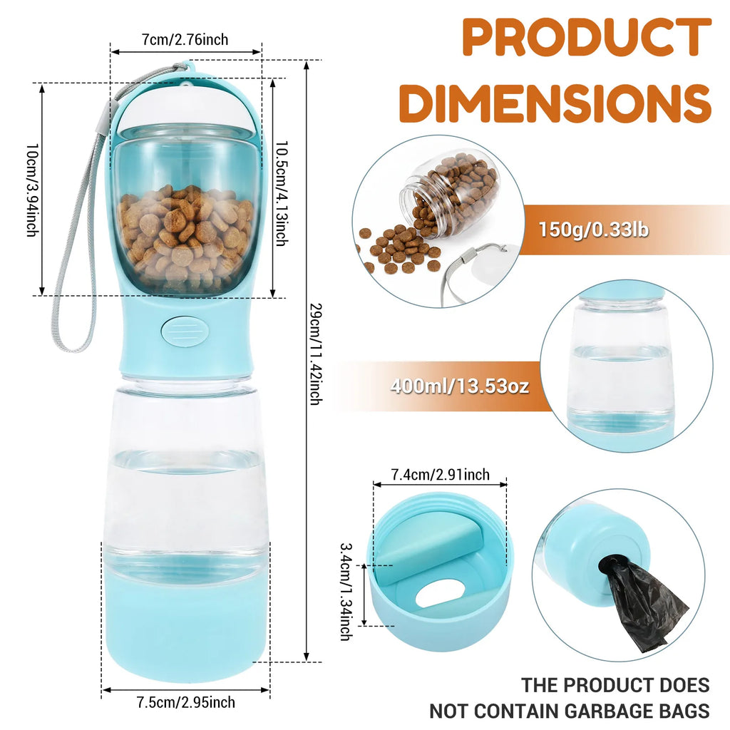 4-In-1 Portable Pet Water Bottle - Portable Pet Water Food Cup