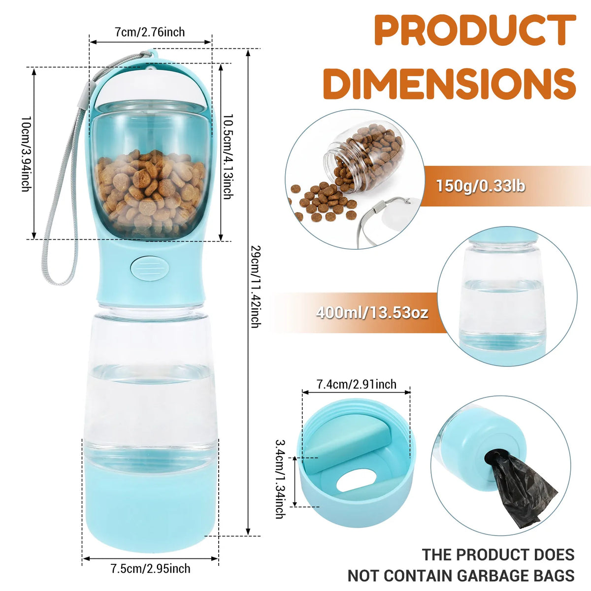 4-In-1 Portable Pet Water Bottle - Portable Pet Water Food Cup