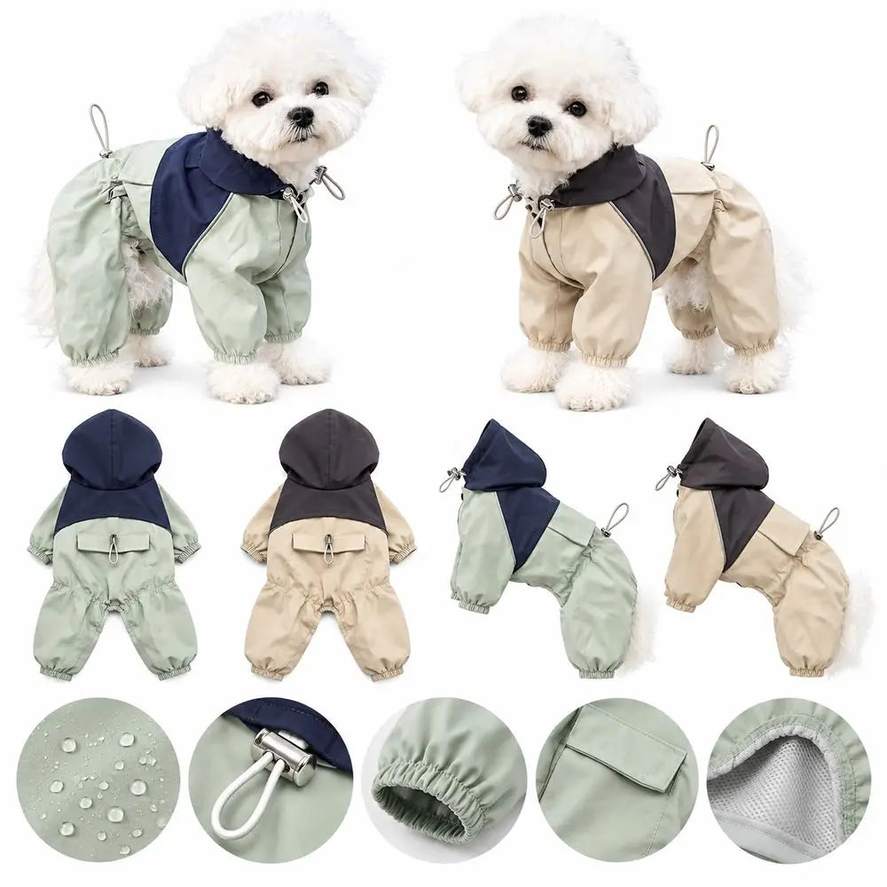 Waterproof Dog Raincoat - Hooded Dog Rain Jacket for Small Dogs